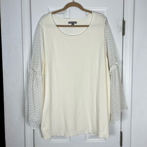 Jessica London Plus Size Rayon/Nylon Blend Knit Sheer Peasant Sleeve Sweater